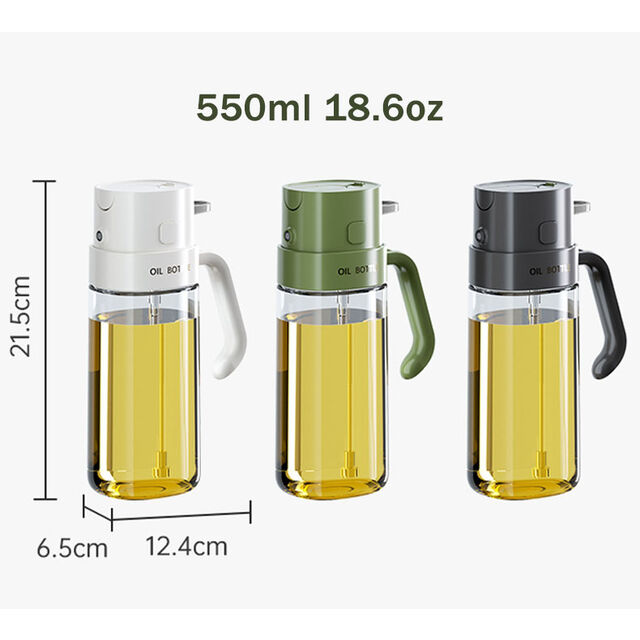 550 ml Klares Glas Olivenöl-Sprühgerät mit lebensmittelechter PP-Düse für die Küche, ISO-zertifiziert