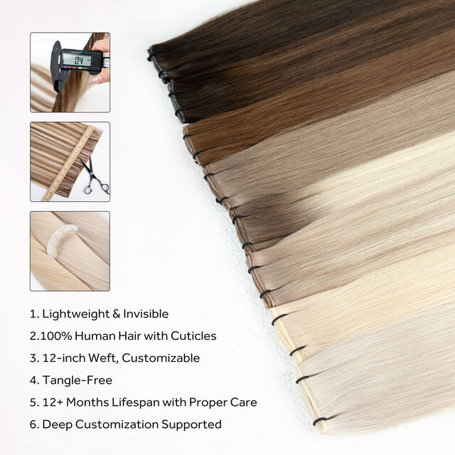 Extensões de Cabelo Balayage Loiro de Alta Qualidade 100% Humano com Trama Invisível e Dupla Tração