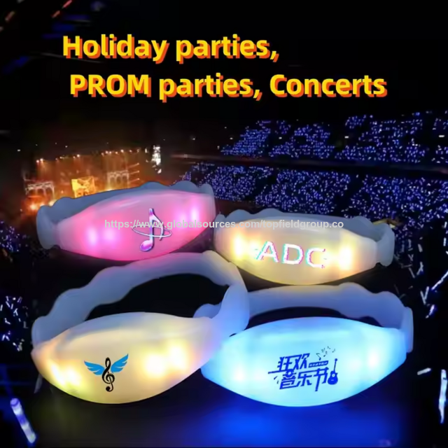 Customizable LED Gift Wristbands Voice Control LED Bracelet Custom LED Silicone Bracelets Concert Colorful Flashing LED Wristbands
