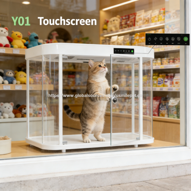 USMILEPET Cabina Inteligente para Gatos, Cabina Inteligente para Mascotas, Eliminación de Olores, Sistema de Aire Fresco Circulante, Jaula para Mascotas para Amantes de las Mascotas