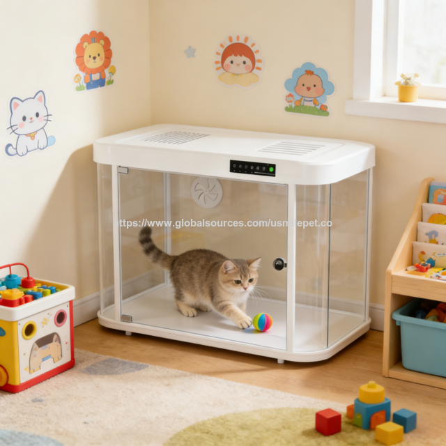 USMILEPET Cabina Inteligente para Gatos, Cabina Inteligente para Mascotas, Eliminación de Olores, Sistema de Aire Fresco Circulante, Jaula para Mascotas para Amantes de las Mascotas