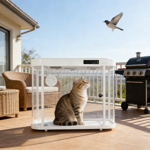 USMILEPET Cabina Inteligente para Gatos, Cabina Inteligente para Mascotas, Eliminación de Olores, Sistema de Aire Fresco Circulante, Jaula para Mascotas para Amantes de las Mascotas
