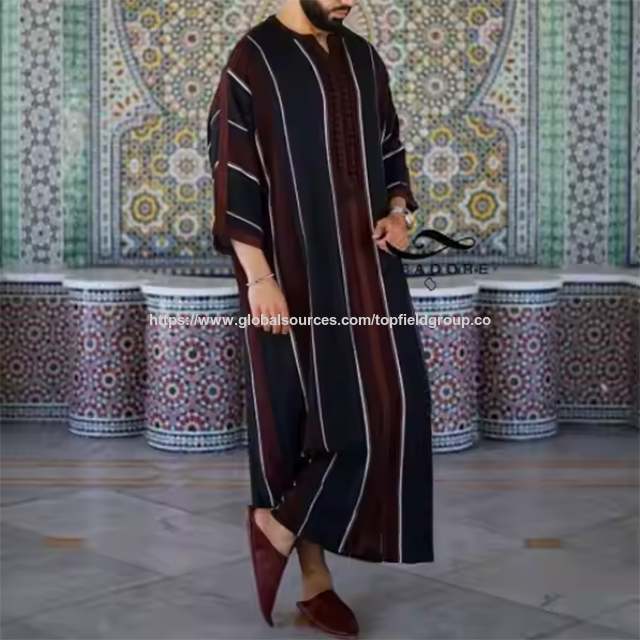 Weißes muslimisches Abaya-Kleid aus dem Nahen Osten für Herren, muslimisches Gebetsgewand, Thobe, arabischer Dubai-Islamischer Thobe Abaya