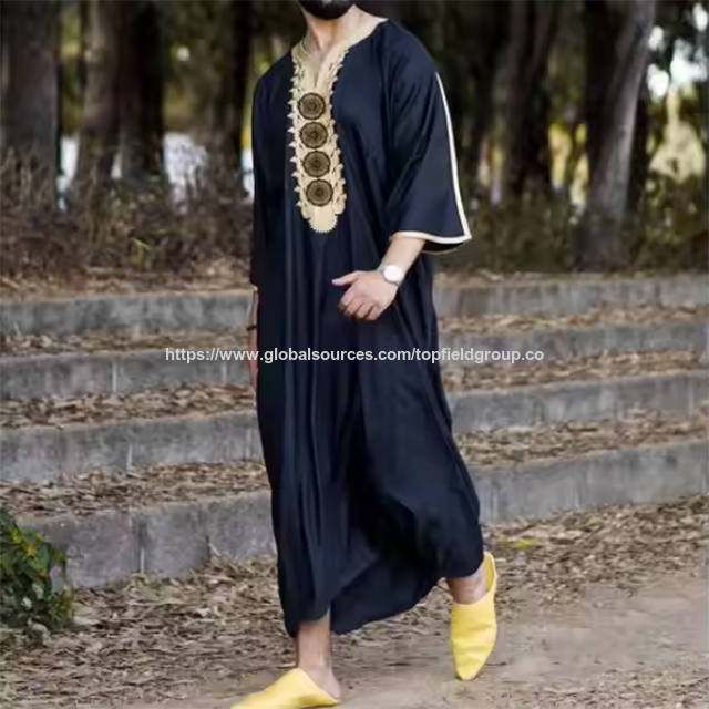 Weißes muslimisches Abaya-Kleid aus dem Nahen Osten für Herren, muslimisches Gebetsgewand, Thobe, arabischer Dubai-Islamischer Thobe Abaya