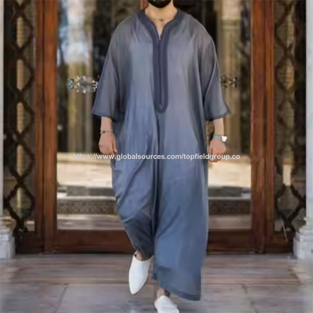 Weißes muslimisches Abaya-Kleid aus dem Nahen Osten für Herren, muslimisches Gebetsgewand, Thobe, arabischer Dubai-Islamischer Thobe Abaya