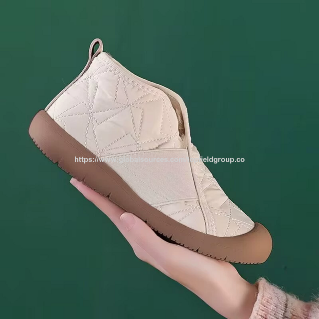 أحذية ثلجية مسطحة جديدة للنساء، نعل خارجي مطاطي، أحذية قصيرة غير قابلة للانزلاق، مخمل سميك دافئ، أحذية ثلجية غير رسمية، أحذية قطنية شتوية مقاومة للماء