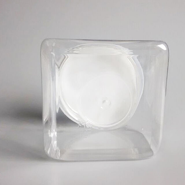 Pot carré en plastique de qualité alimentaire de 16 oz avec couvercle à vis blanc pour masque facial et beurre corporel