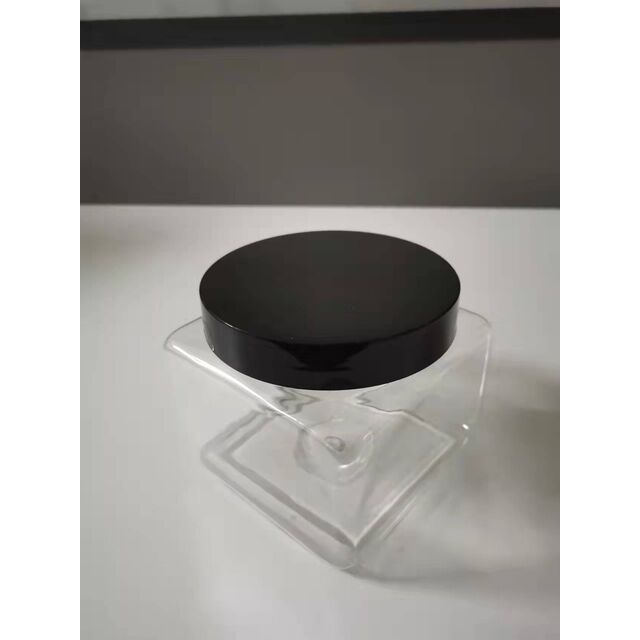 Pot carré en plastique de qualité alimentaire de 16 oz avec couvercle à vis blanc pour masque facial et beurre corporel