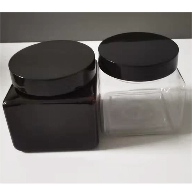 Pot carré en plastique de qualité alimentaire de 16 oz avec couvercle à vis blanc pour masque facial et beurre corporel