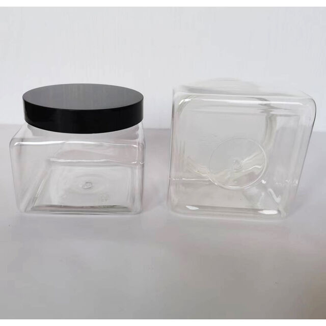 Pot carré en plastique de qualité alimentaire de 16 oz avec couvercle à vis blanc pour masque facial et beurre corporel