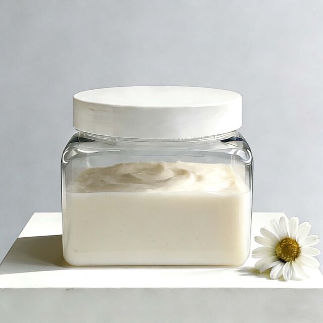 Pot carré en plastique de qualité alimentaire de 16 oz avec couvercle à vis blanc pour masque facial et beurre corporel