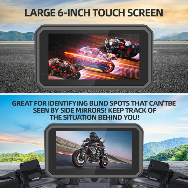 Maustor Écran HD IPS 6 pouces étanche IP67 Navigation GPS Android Auto sans fil Portable Moto Carplay (Modèle Privé)