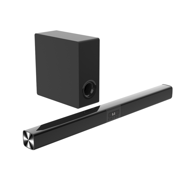 Barre de son 2.1CH 90W avec caisson de basses filaire pour un usage domestique et de bureau