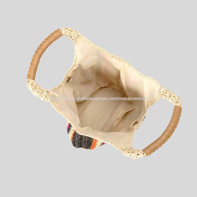 Prix usine, OEM, sac de plage en paille de papier, sac de paille pour femme avec motif rayé à la mode
