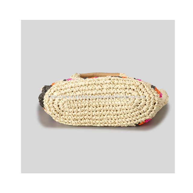 Prix usine, OEM, sac de plage en paille de papier, sac de paille pour femme avec motif rayé à la mode