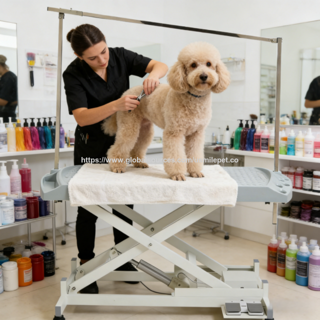 USMILEPET Bestseller Hundefrisiertisch mit Kunststoffplatte und Höhenverstellung für Hundesalons