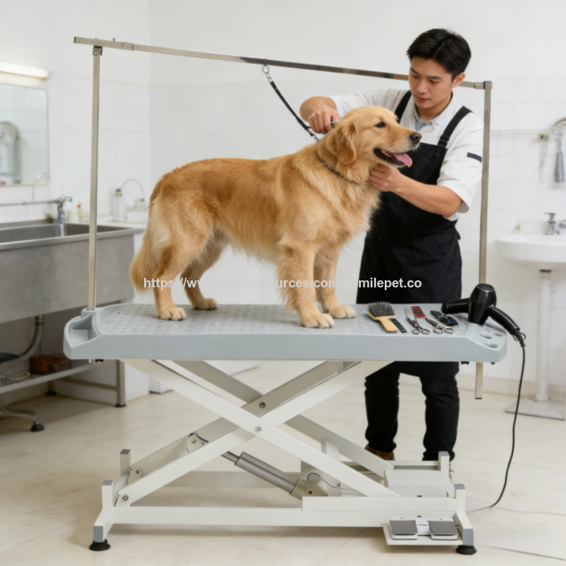 USMILEPET Bestseller Hundefrisiertisch mit Kunststoffplatte und Höhenverstellung für Hundesalons