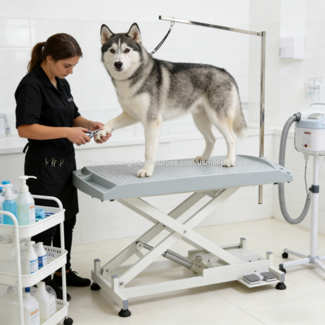 USMILEPET Bestseller Hundefrisiertisch mit Kunststoffplatte und Höhenverstellung für Hundesalons