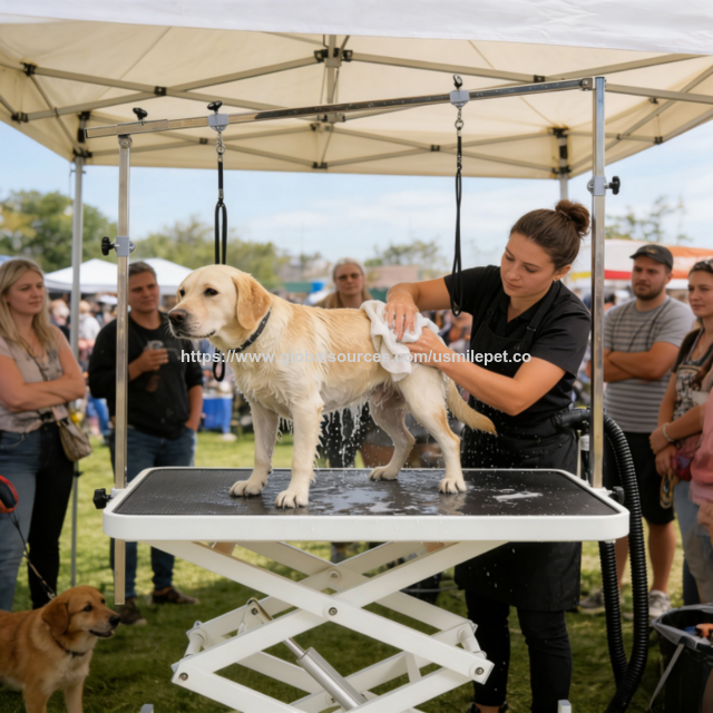 USMILEPET Elektrischer Hundefrisiertisch in Akkordeonbauweise, hochwertig, im Großhandel - Hundefrisiertisch mit Gummioberfläche