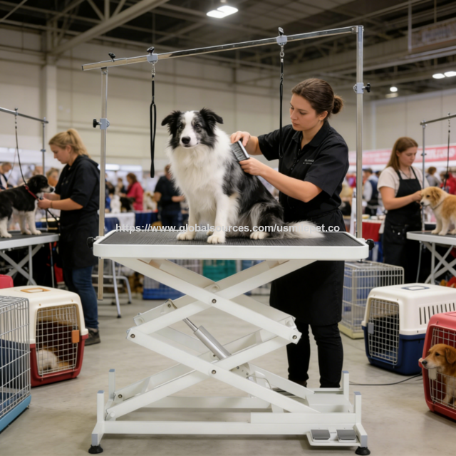USMILEPET Elektrischer Hundefrisiertisch in Akkordeonbauweise, hochwertig, im Großhandel - Hundefrisiertisch mit Gummioberfläche
