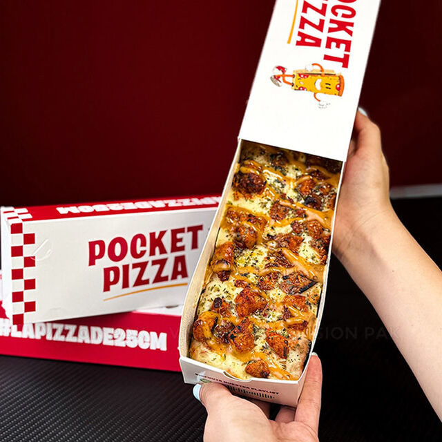 Boîte d'emballage portable avec logo personnalisé pour aliments, boîte à pizza rectangulaire