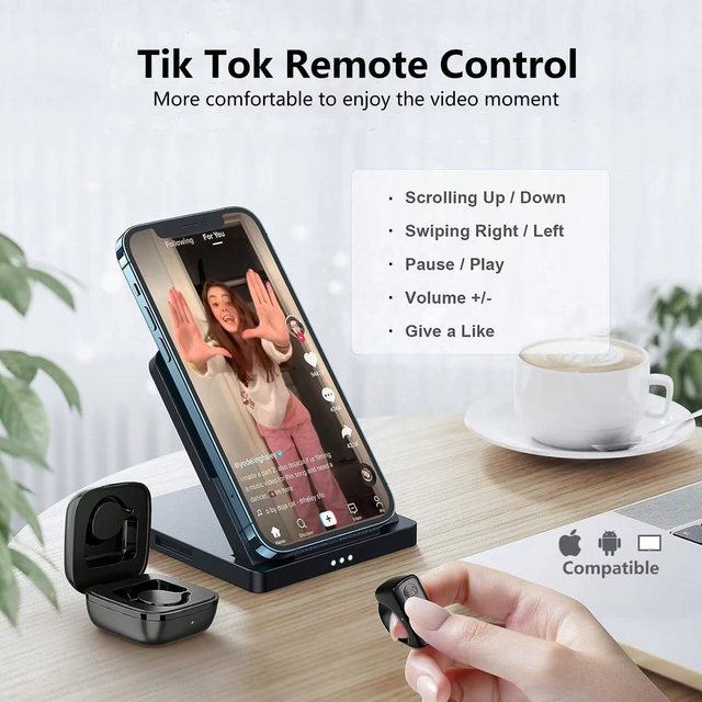 Hochwertiger TikTok-Fernbedienungs-Scrollring Page Turner Fingertip Video Controller Kabelloser Smart Ring für Telefon