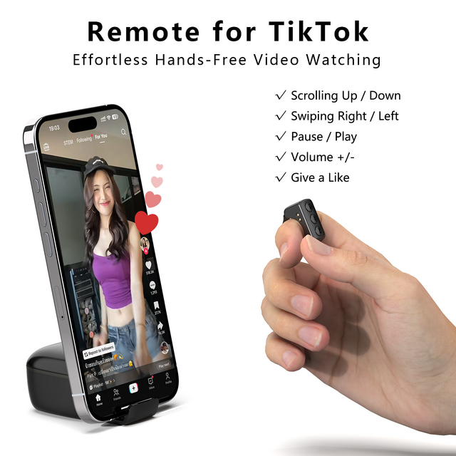 Hochwertiger TikTok-Fernbedienungs-Scrollring Page Turner Fingertip Video Controller Kabelloser Smart Ring für Telefon