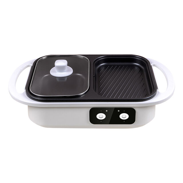 Fournisseur Ménager 2-en-1 Shabu-Shabu Pot & Grill Électrique Yakiniku | Marmite Divisée de 1300W pour Cuisine de Table avec Double Contrôle