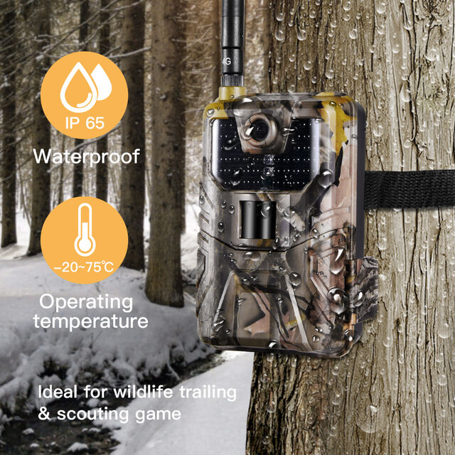 4G Wildkamera mit 64GB Speicher, 940nm Schwarze LEDs, Nachtsicht, SMS und MMS Versand