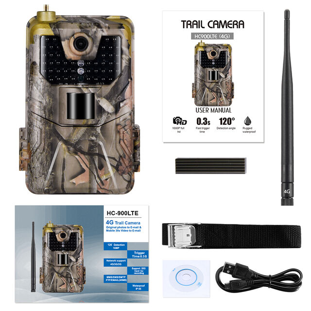 4G Wildkamera mit 64GB Speicher, 940nm Schwarze LEDs, Nachtsicht, SMS und MMS Versand