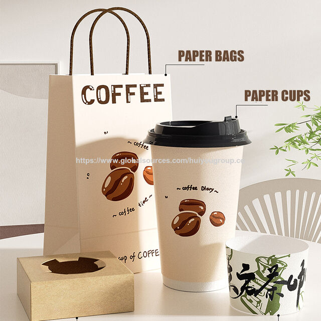 Vaso de papel con impresión personalizada, 10oz 12oz 16oz, con tapa, desechable, de pared simple o doble, recubierto de PLA, para café y bebidas calientes.
