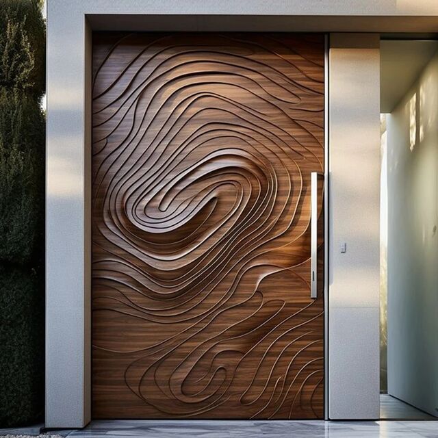 Puerta Principal de Entrada Exterior de Madera Maciza de Lujo, de Alta Calidad y Diseño Personalizado para Villas y Casas