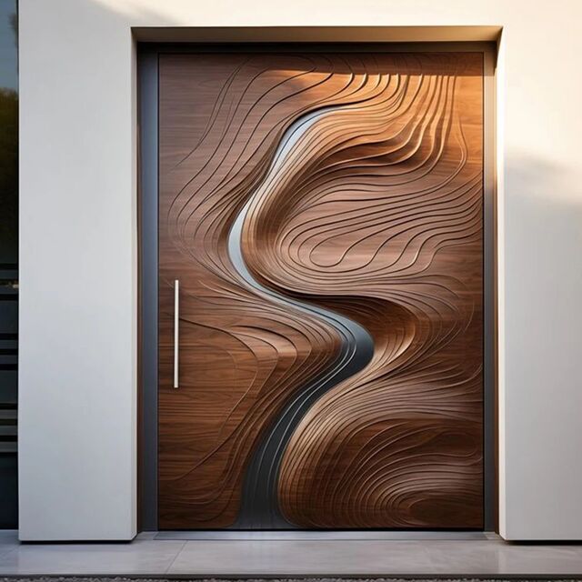 Puerta Principal de Entrada Exterior de Madera Maciza de Lujo, de Alta Calidad y Diseño Personalizado para Villas y Casas