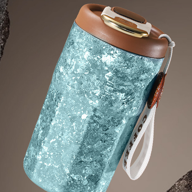 Vaso aislado de titanio puro con pantalla de temperatura inteligente, estilo de lujo de alta gama, con doble pajita para beber y vaso de café
