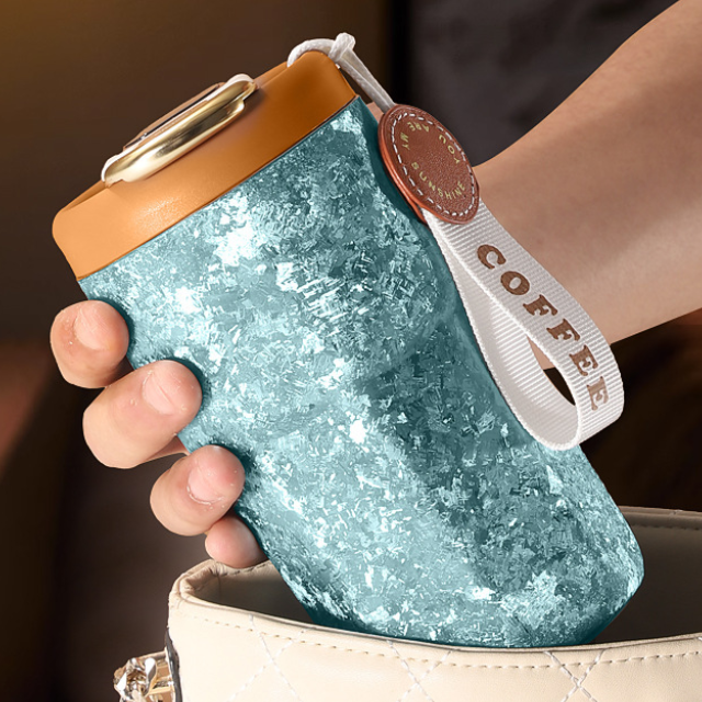 Vaso aislado de titanio puro con pantalla de temperatura inteligente, estilo de lujo de alta gama, con doble pajita para beber y vaso de café