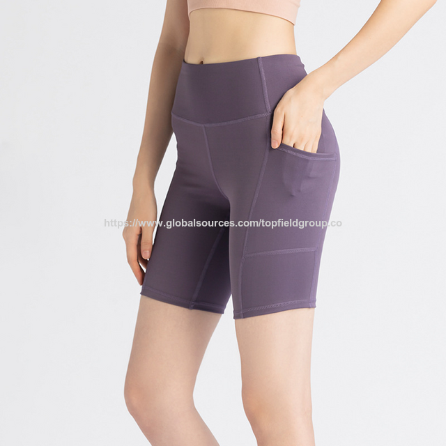 Pantalones Cortos Deportivos de Cintura Alta para Mujer, Alta Calidad, Leggings de Yoga con Bolsillo para Teléfono, Pantalones Cortos de Gimnasio, Pantalones Cortos de Yoga sin Costuras para Entrenamiento.