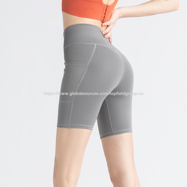 Pantalones Cortos Deportivos de Cintura Alta para Mujer, Alta Calidad, Leggings de Yoga con Bolsillo para Teléfono, Pantalones Cortos de Gimnasio, Pantalones Cortos de Yoga sin Costuras para Entrenamiento.