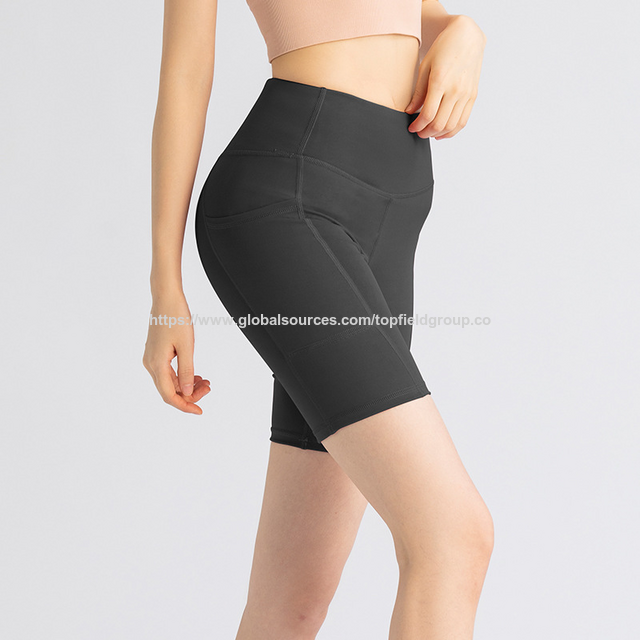 Pantalones Cortos Deportivos de Cintura Alta para Mujer, Alta Calidad, Leggings de Yoga con Bolsillo para Teléfono, Pantalones Cortos de Gimnasio, Pantalones Cortos de Yoga sin Costuras para Entrenamiento.