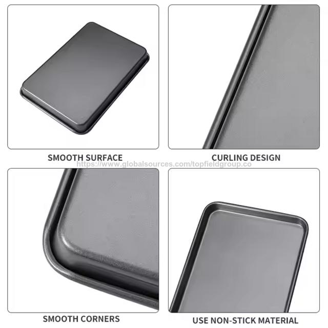 Ensemble de plaques de cuisson antiadhésives en acier inoxydable et en acier au carbone, plaque de four pour pizza, gâteau, pain, facile à nettoyer, plaques à biscuits