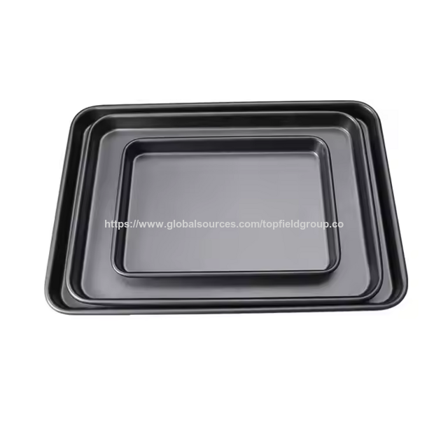 Ensemble de plaques de cuisson antiadhésives en acier inoxydable et en acier au carbone, plaque de four pour pizza, gâteau, pain, facile à nettoyer, plaques à biscuits
