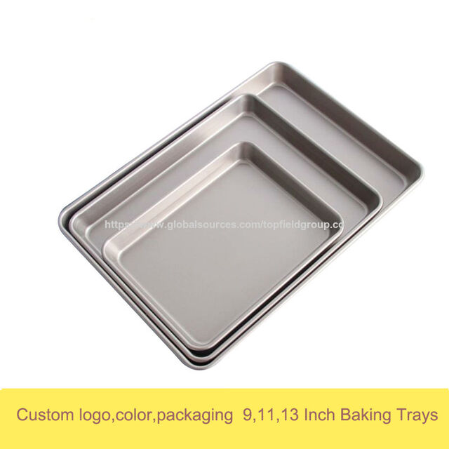 Ensemble de plaques de cuisson antiadhésives en acier inoxydable et en acier au carbone, plaque de four pour pizza, gâteau, pain, facile à nettoyer, plaques à biscuits