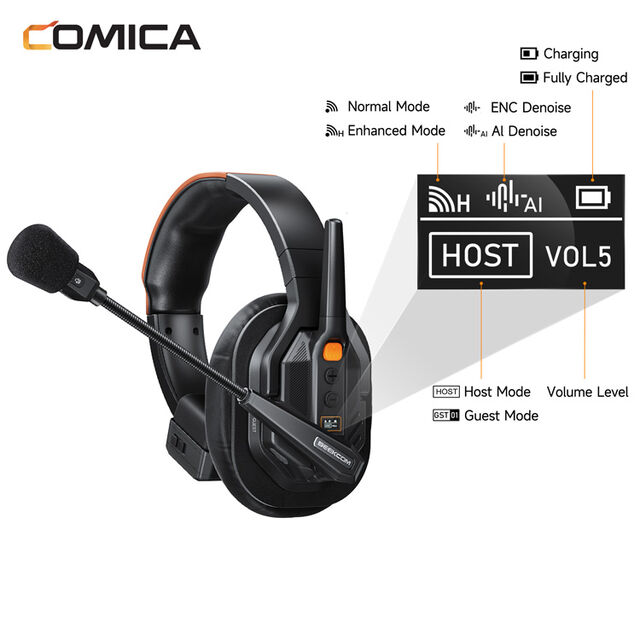 Sistema de Headset Intercomunicador Sem Fio COMICA Seekcom S1 (Conjunto de 5) (Ver. 2.4G)