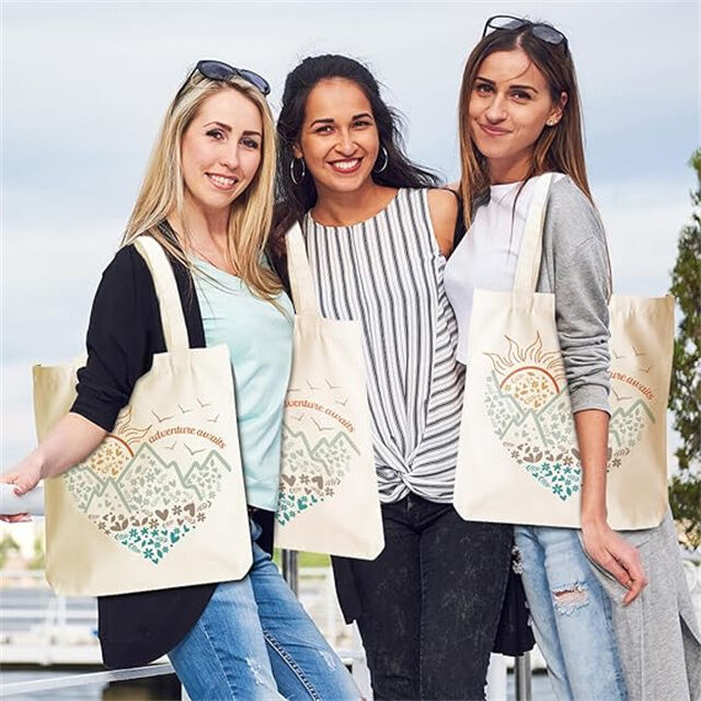 Sac fourre-tout en toile motif montagne aventure et soleil - Cadeaux de camping, sac de week-end, sacs d'épicerie pour femmes et filles