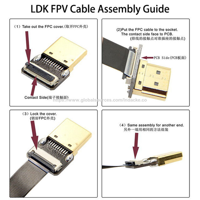 Cable plano flexible HDMI conector FPC de ángulo recto de 90 grados a la izquierda y derecha línea de conexión HDMI macho a macho conector de alta definición