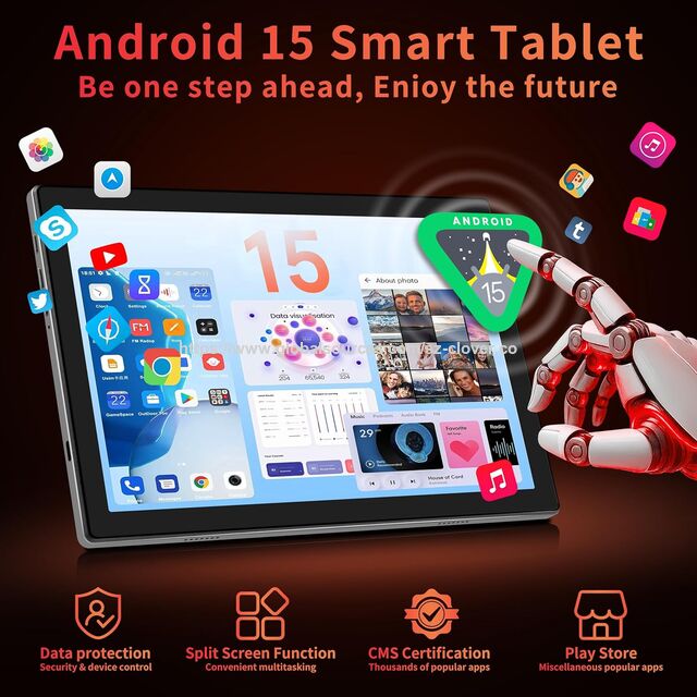 Tablet OEM Android 15 de 10,1 polegadas, Processador T606, 24GB de RAM, 128GB de Armazenamento, WiFi 5G para Entretenimento, Filmes, Vídeos e Uso Doméstico