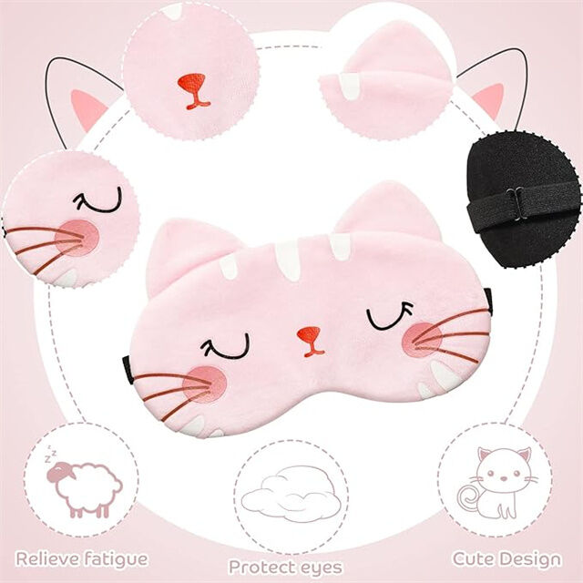 Masker Mata Lucu untuk Tidur dengan Wajah Anjing Kartun - Penutup Mata Hewan Kucing Lucu, Lembut, Ringan untuk Tidur Malam, Penutup Mata Kucing untuk Wanita Pria