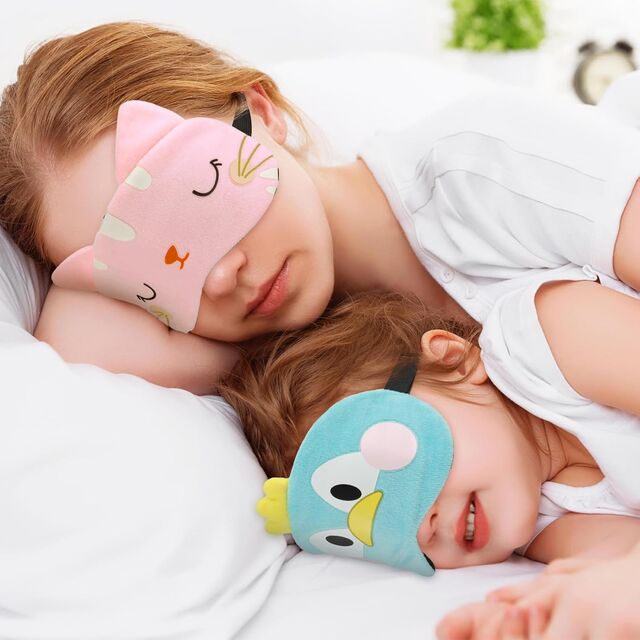 Masker Tidur Anak-Anak 4 Buah Masker Mata Hewan Lucu Masker Mata Tidur Lembut Penutup Mata Tidur Malam Masker Tidur Elastis yang Dapat Disesuaikan