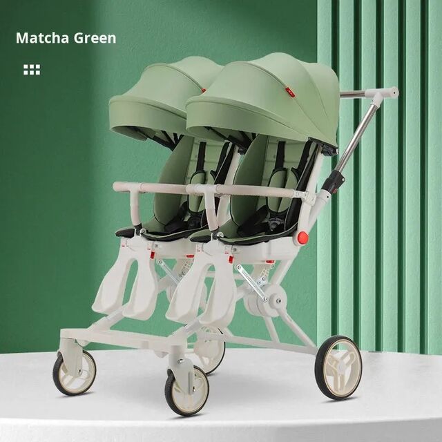 Poussette Double pour Bébés, Inclinable & Réglable, Capotes Résistantes aux UV, Stabilité à 4 Roues, Légère pour Jumeaux - Poussettes pour Bébés