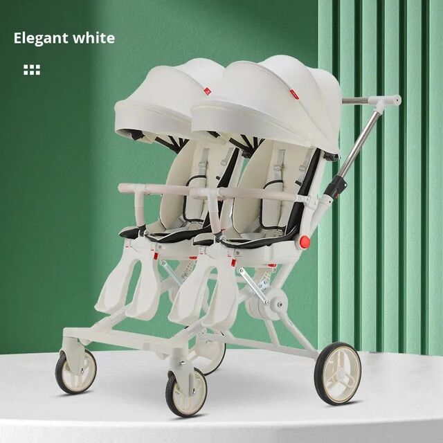 Poussette Double pour Bébés, Inclinable & Réglable, Capotes Résistantes aux UV, Stabilité à 4 Roues, Légère pour Jumeaux - Poussettes pour Bébés
