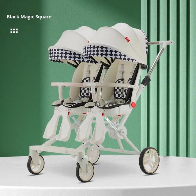 Poussette Double pour Bébés, Inclinable & Réglable, Capotes Résistantes aux UV, Stabilité à 4 Roues, Légère pour Jumeaux - Poussettes pour Bébés